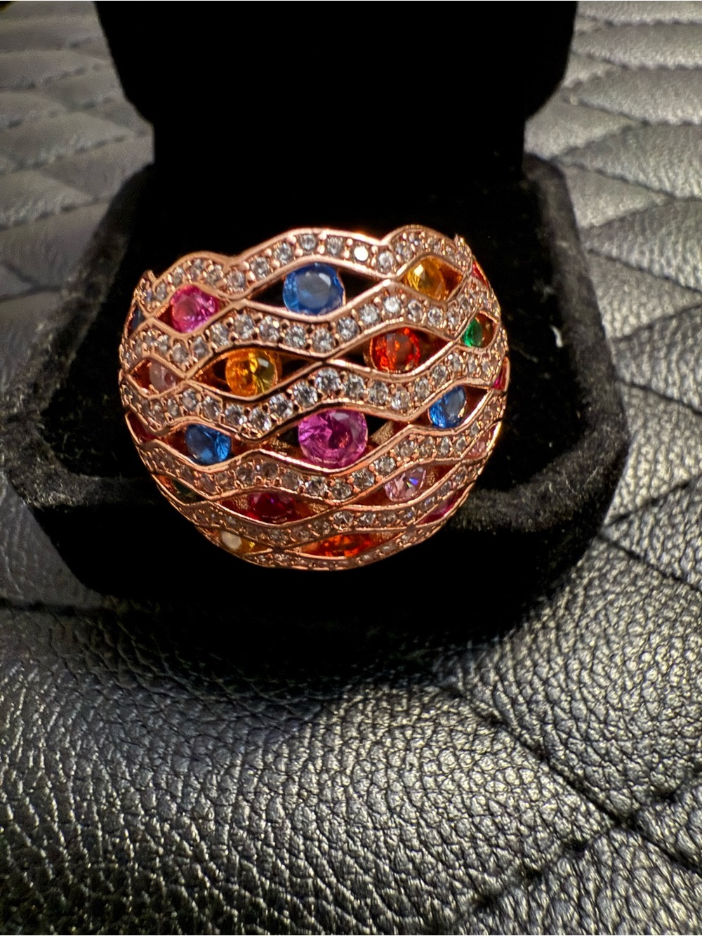 Source Unknown Rose Gold Multicolor Wave Ring